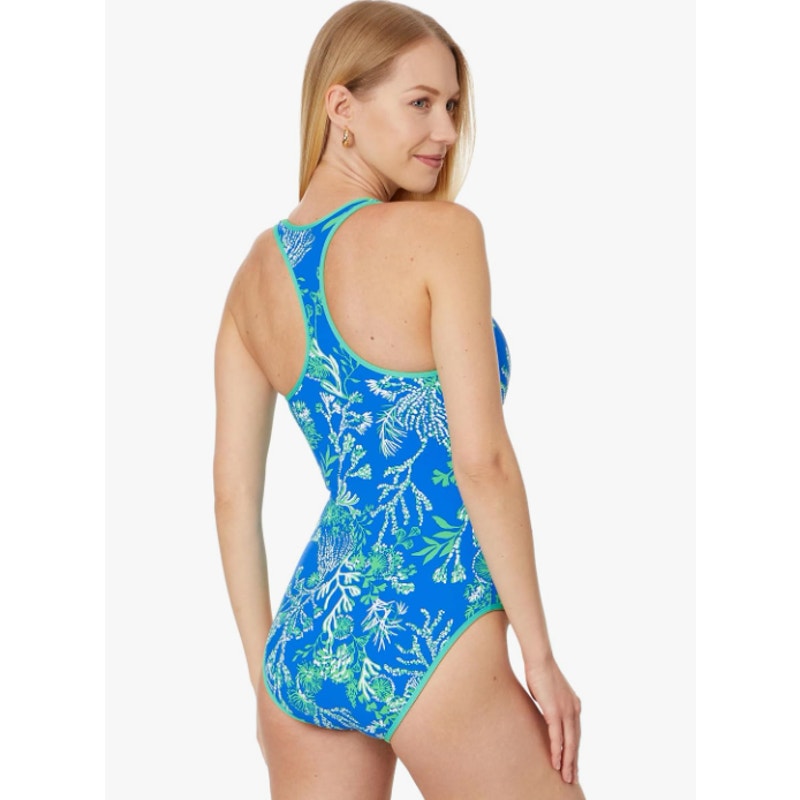 LILLY PULITZER Kailanie One Piece Swimsuit Size 0 Briny Blue A Bit Salty NWOT