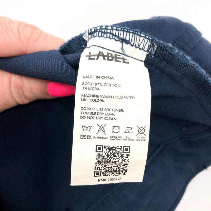 LABEL Women Go-to Pants Large Navy Blue Relaxed Fit High Rise Crop Pockets NWT