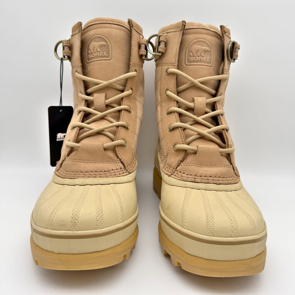 Sorel Womens Caribou Royal Winter Boots US 8.5 Tan Beige Canvas Waterproof NIB