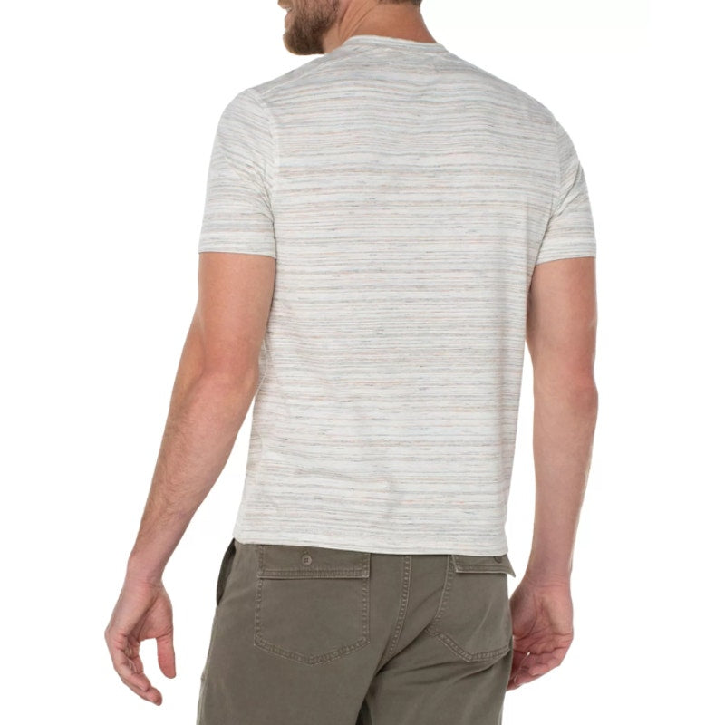 LIVERPOOL Men's Short Sleeve Henley Top Small Cream Space Dyed NWT