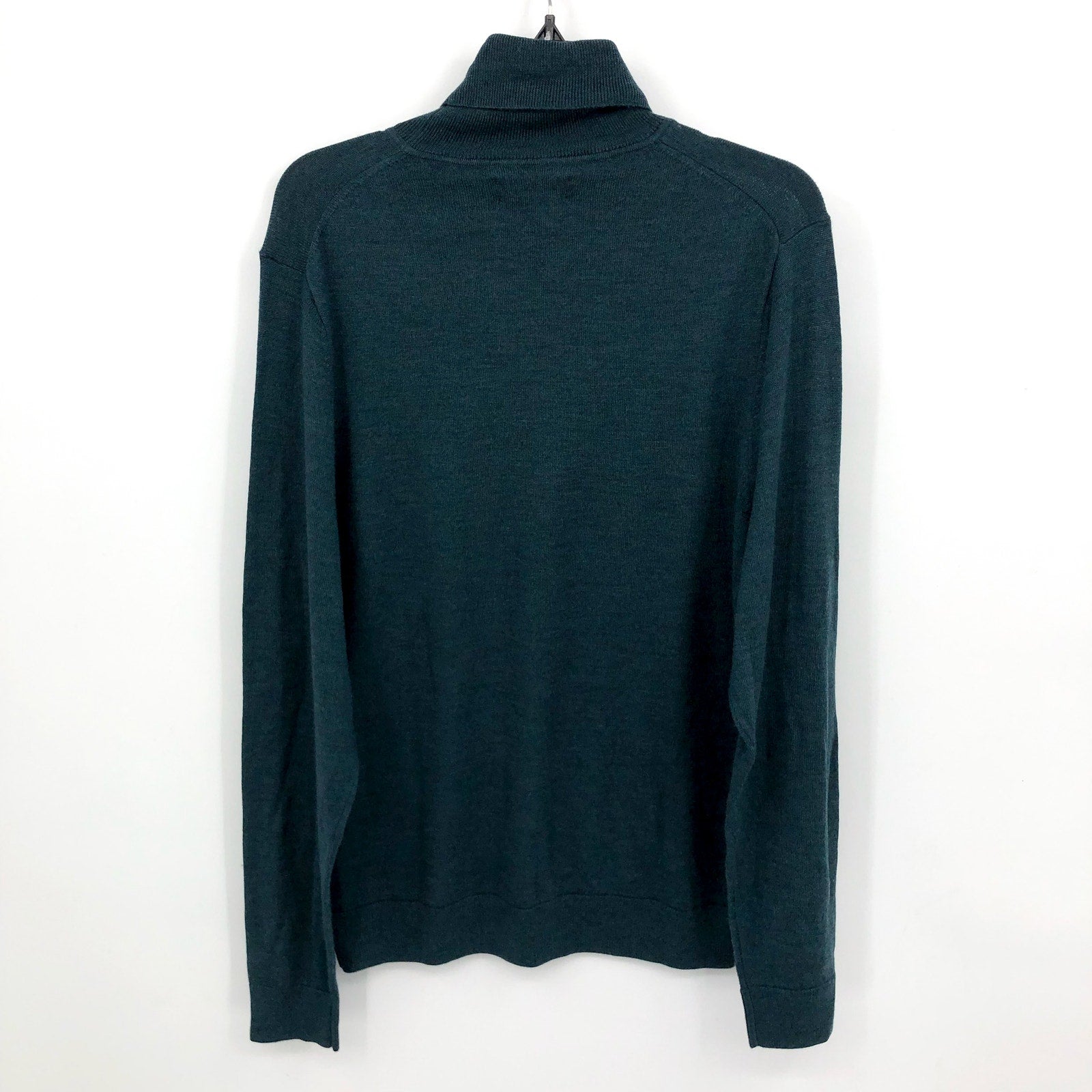 NORDSTROM Men's Turtleneck Sweater Large Teal Green Merino Wool Washable NWT