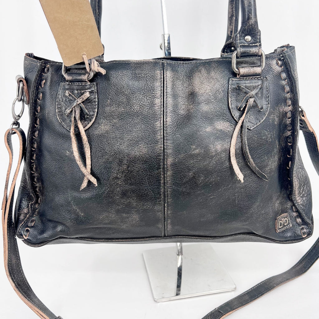 Bed Stu Rockababy Leather Shoulder Bag Washed Black Satchel Purse NWT