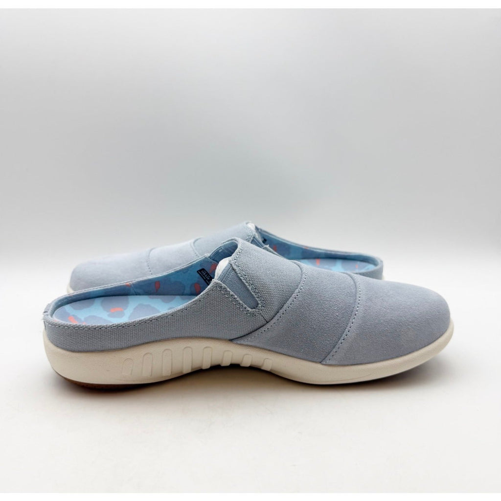 SPENCO Womens Siesta Bokeh Layered Clogs Size 7.5 EU 38 Blue Fog Suede NIB
