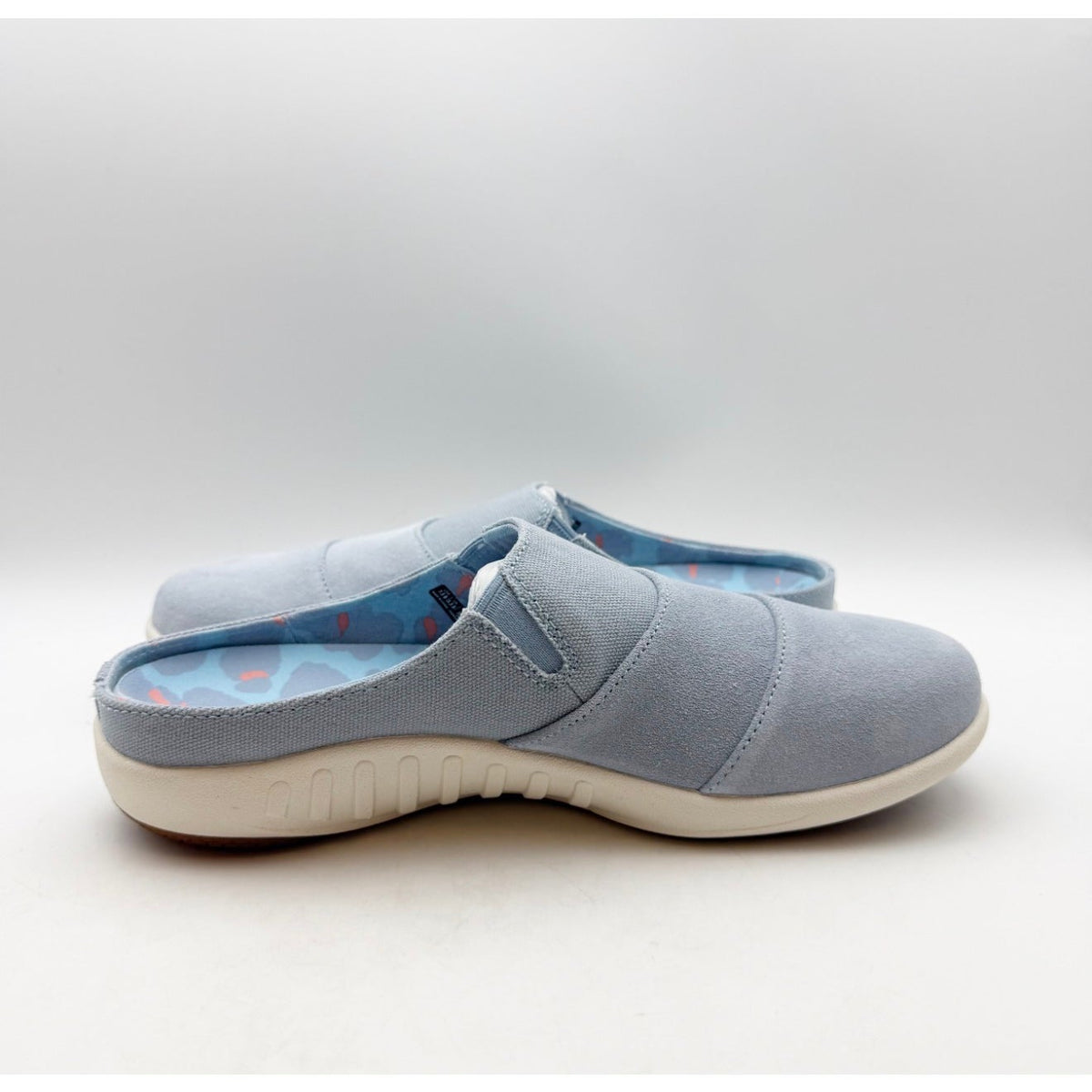 SPENCO Womens Siesta Bokeh Layered Clogs Size 7.5 EU 38 Blue Fog Suede NIB