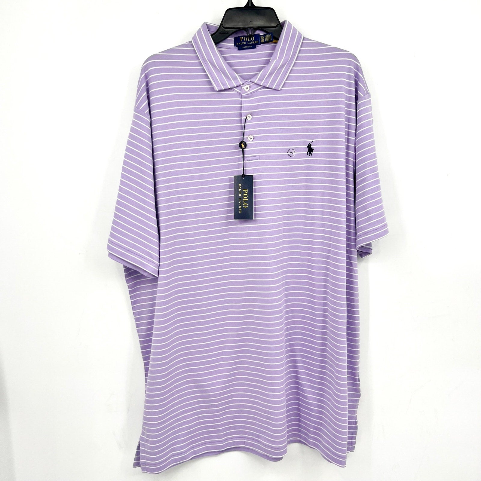 POLO RALPH LAUREN Classic-Fit Polo Shirt XXL Purple White Stripe Soft Cotton NWT