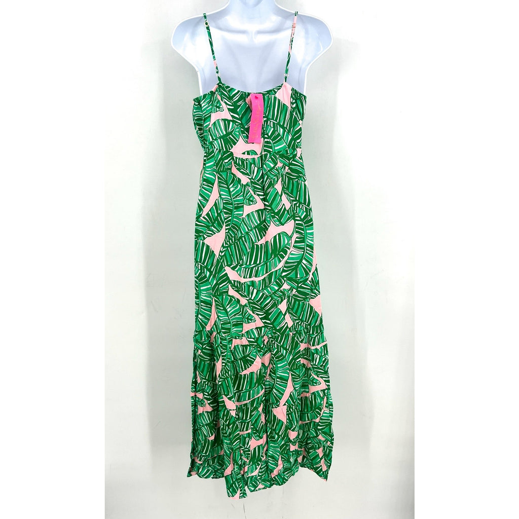 LILLY PULITZER Womens Teresa Maxi Dress XS Green Pink Lets Go Bananas NWT