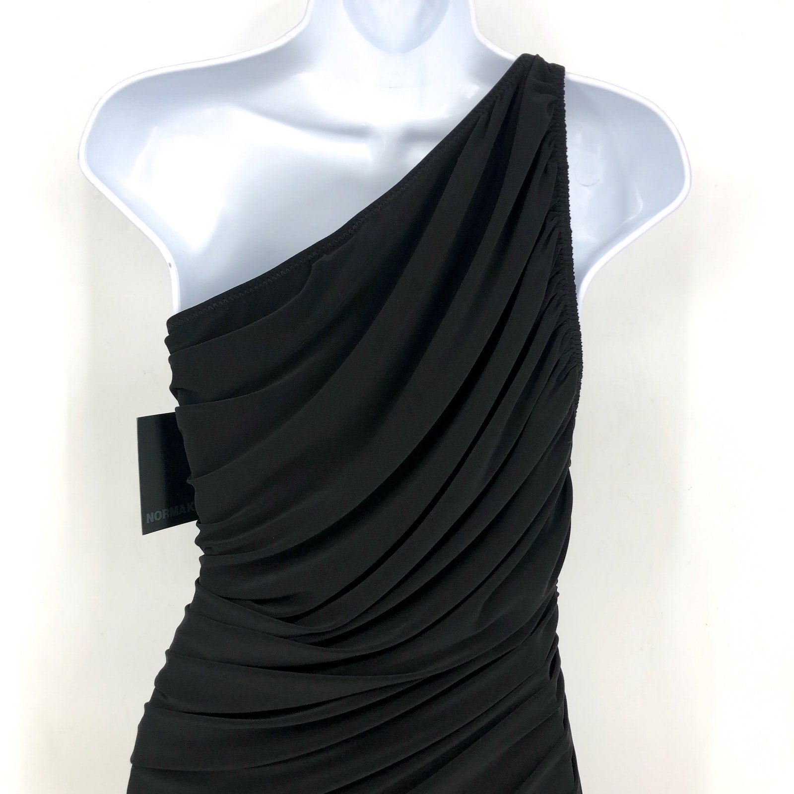 NORMA KAMALI Women's One Shoulder Diana Dress XS Black Asymmetric NWT