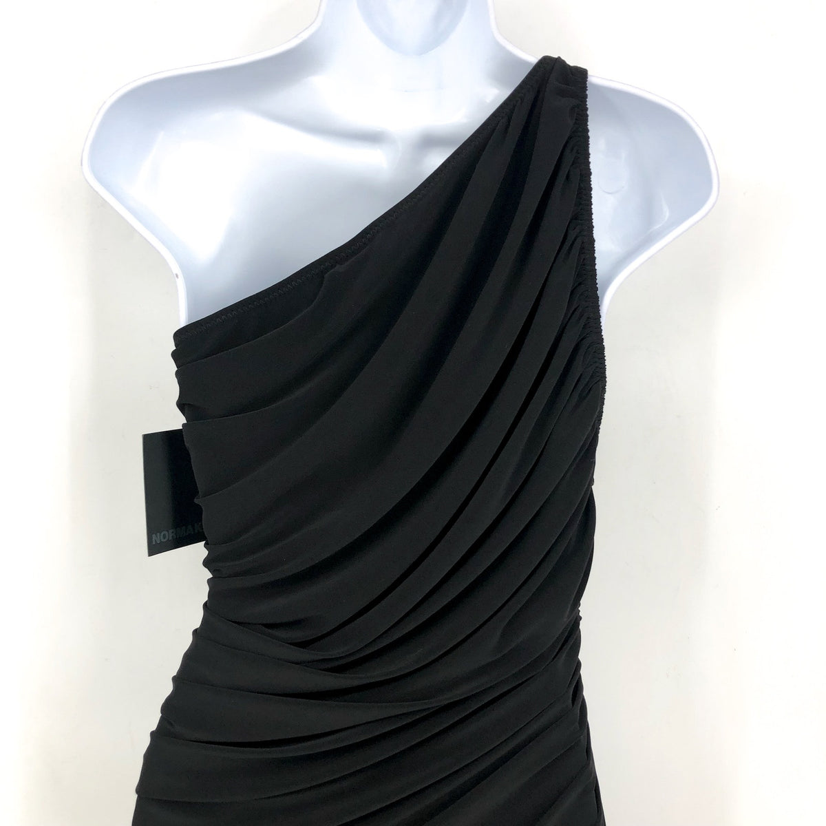 NORMA KAMALI Women's One Shoulder Diana Dress XS Black Asymmetric NWT