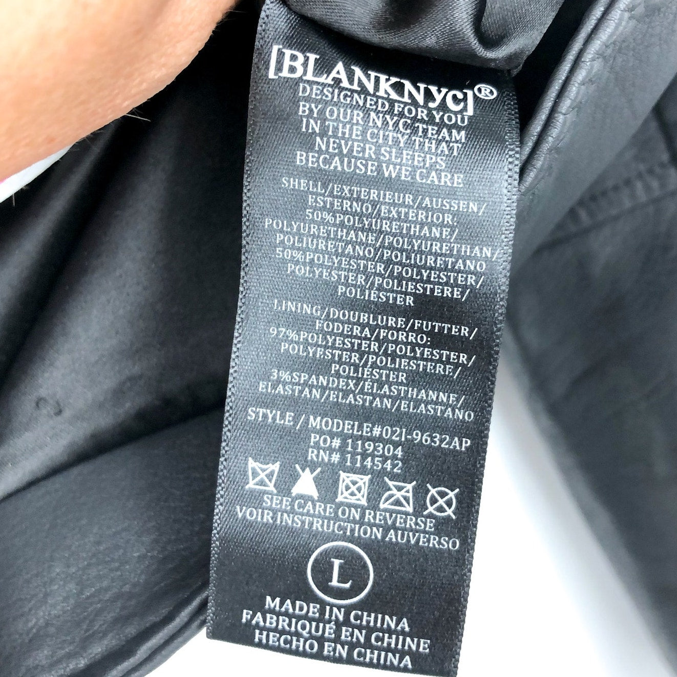 BLANKNYC Women's Moto Jacket Large Black Onyx Asymmetric Vegan Leather NWT