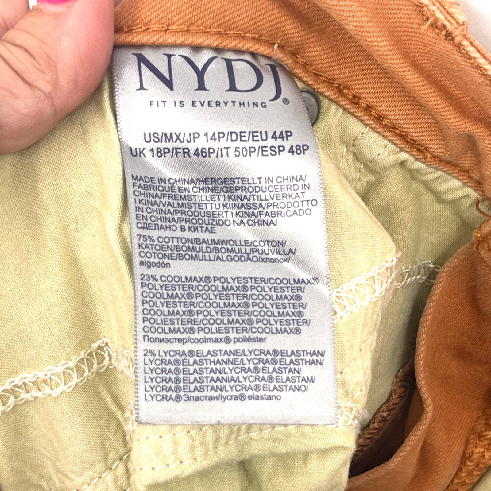 NYDJ Womens Margot Girlfriend Jeans Size 14 PETITE Rust Brown NWOT