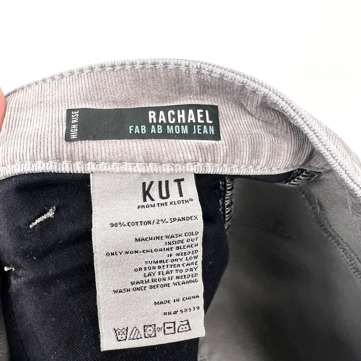 KUT FROM THE KLOTH Rachael Mom Corduroy Jeans Size 18 Grey High-rise Fab Ab NWOT
