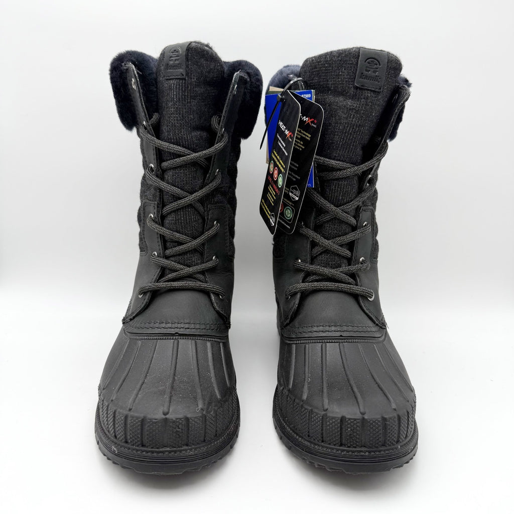 Kamik Womens Sienna Cuff 2 Winter Boots US 9 EU 40 Black Leather Fur NIB