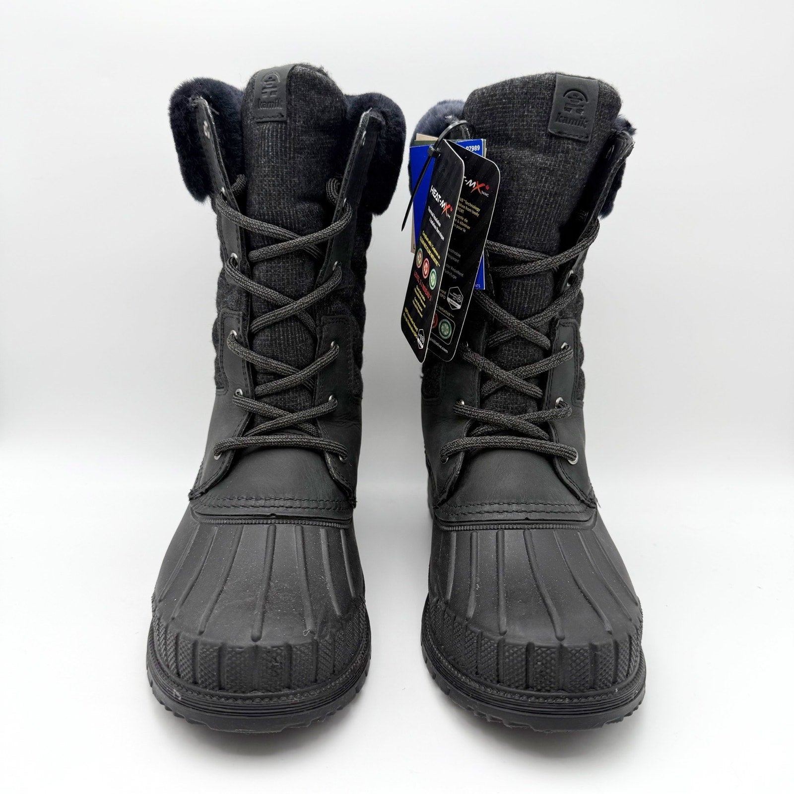 Kamik Womens Sienna Cuff 2 Winter Boots US 9 EU 40 Black Leather Fur NIB
