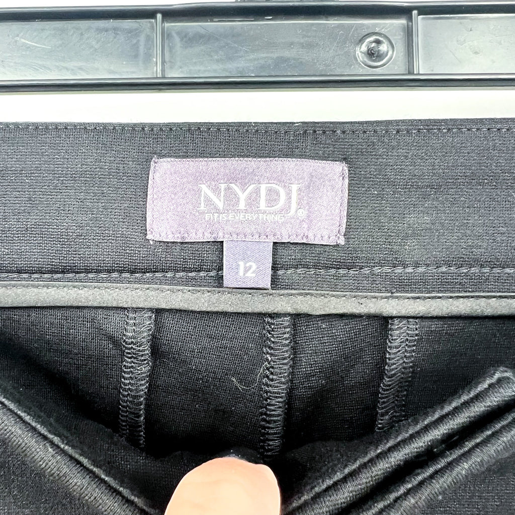 NYDJ Women's Slim Trouser Pants Size 12 Black Ponte Knit High Rise NWT