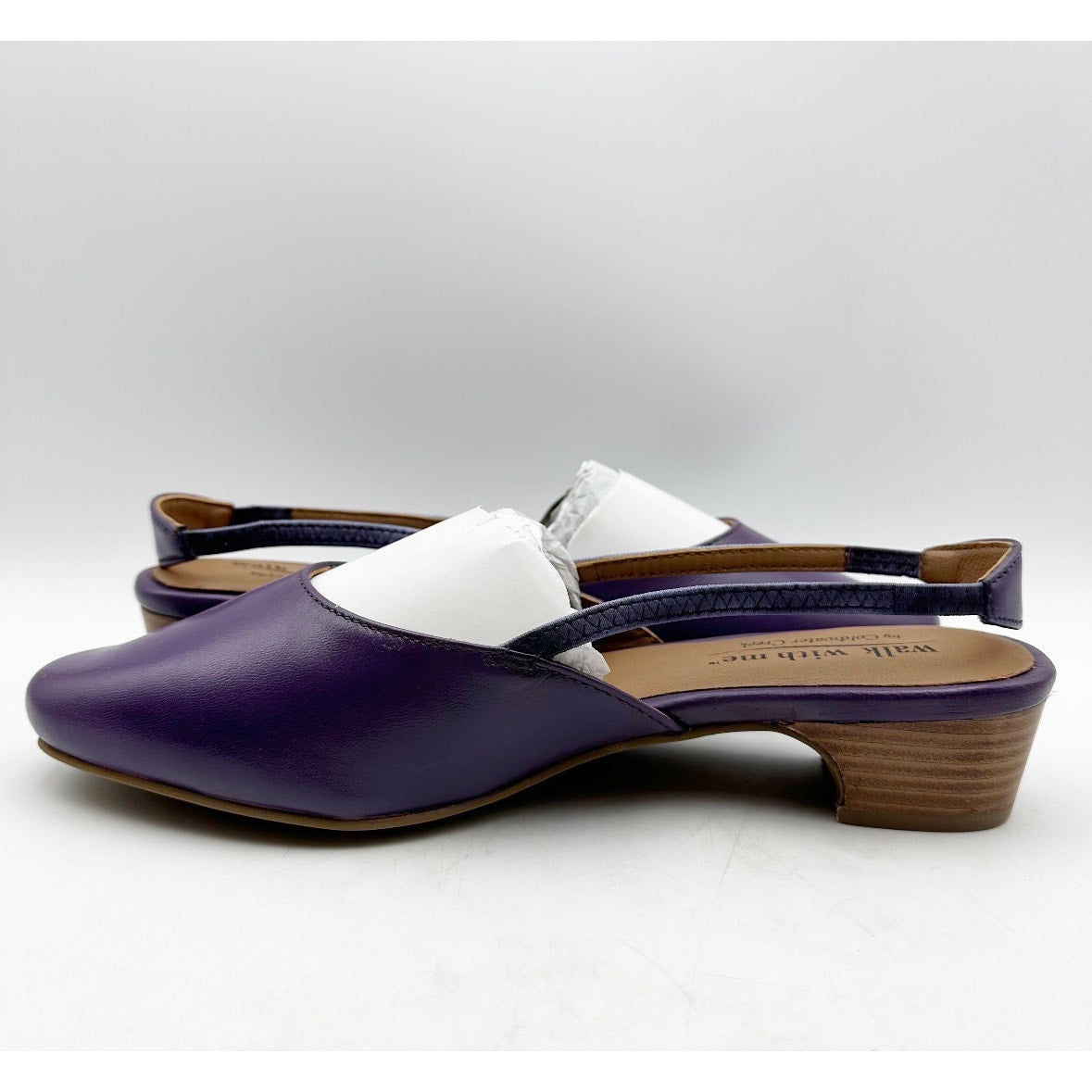 Coldwater Creek Womens Josie 2 Slingback Heels Size 9.5 Wide Purple Leather NIB