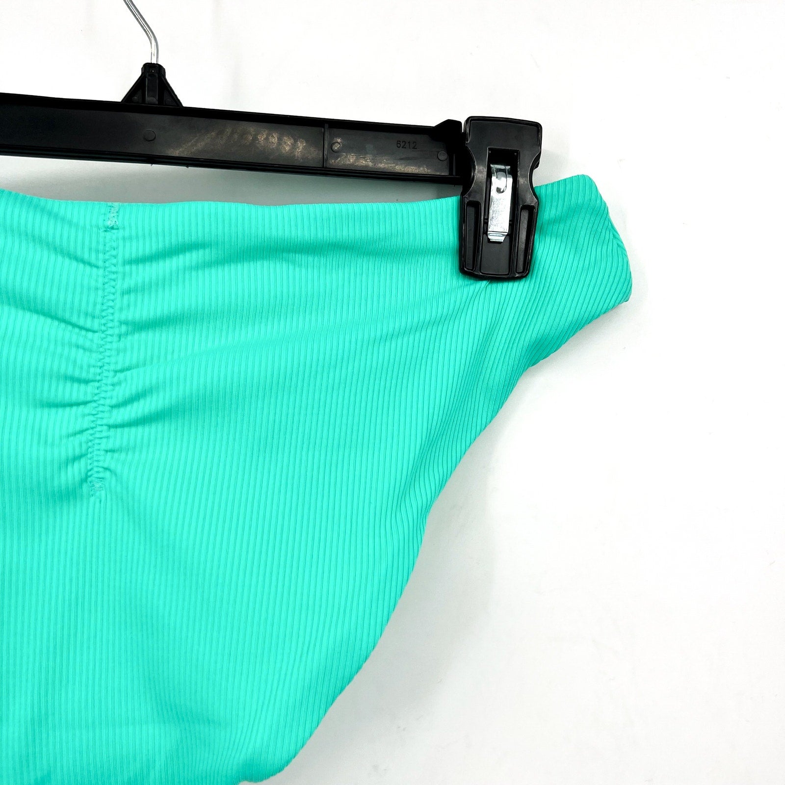 BECCA Modern Edge Shirred American Bikini Bottom Medium Green Aqua Sea NWT