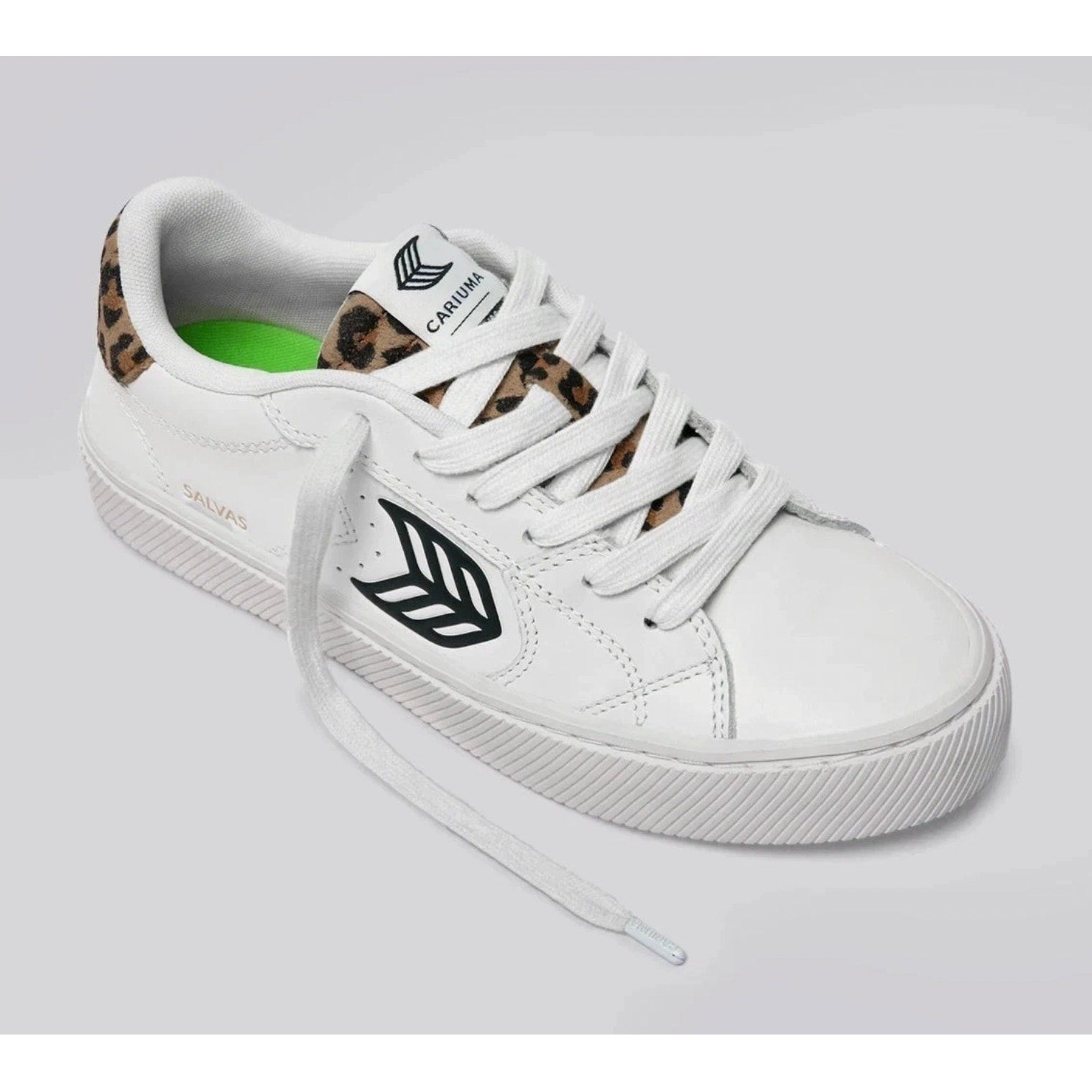 Cariuma Salvas Low Sneakers Womens 11.5 Mens 10 White Leopard Leather NIB