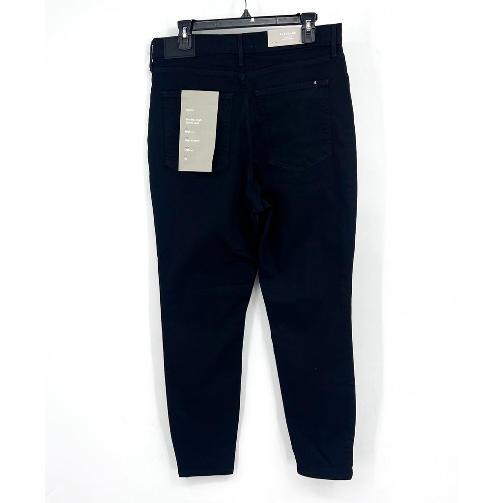 EVERLANE Womens Way-High Skinny Jeans 33x26 US 16 Crop Black Denim NWT