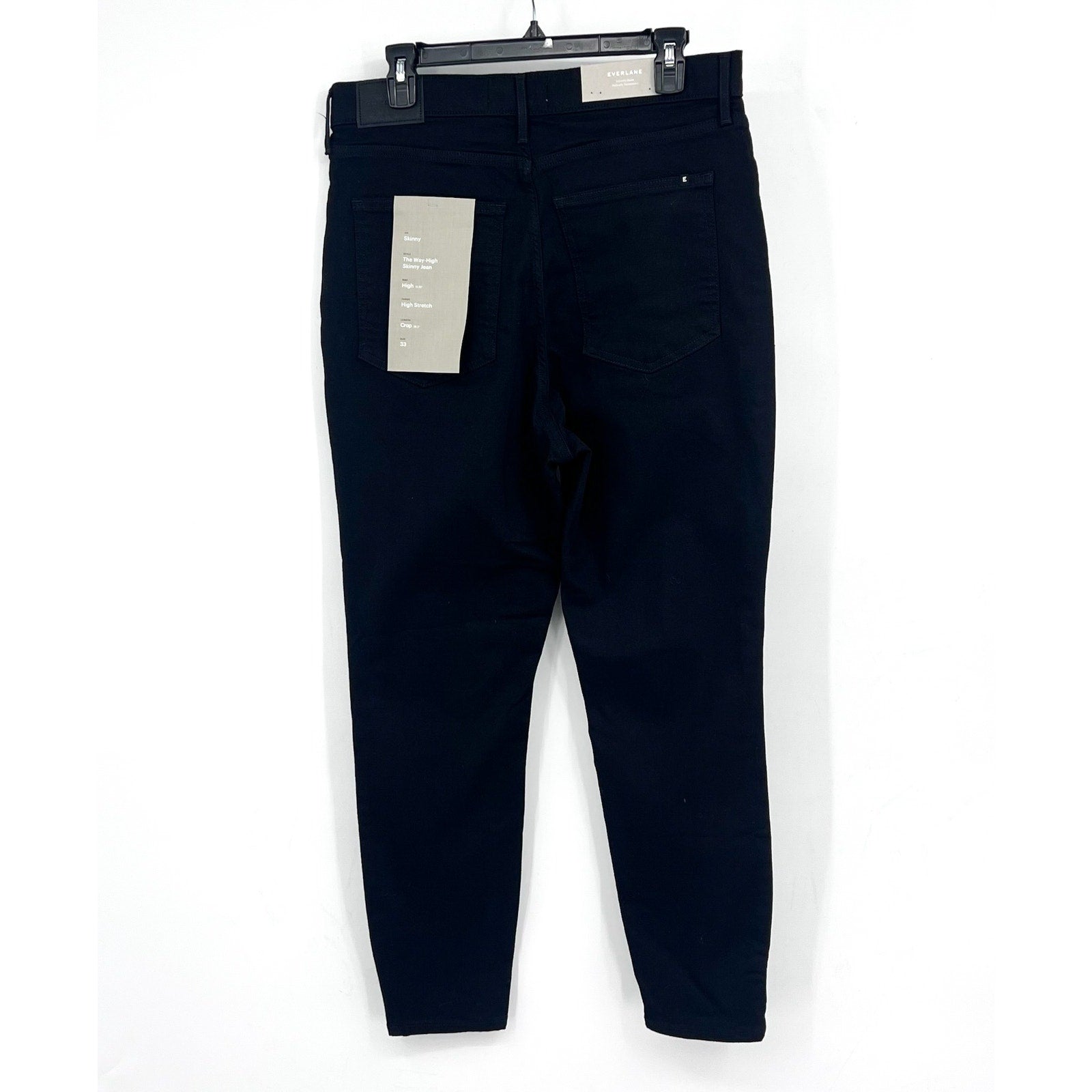 EVERLANE Womens Way-High Skinny Jeans 33x26 US 16 Crop Black Denim NWT