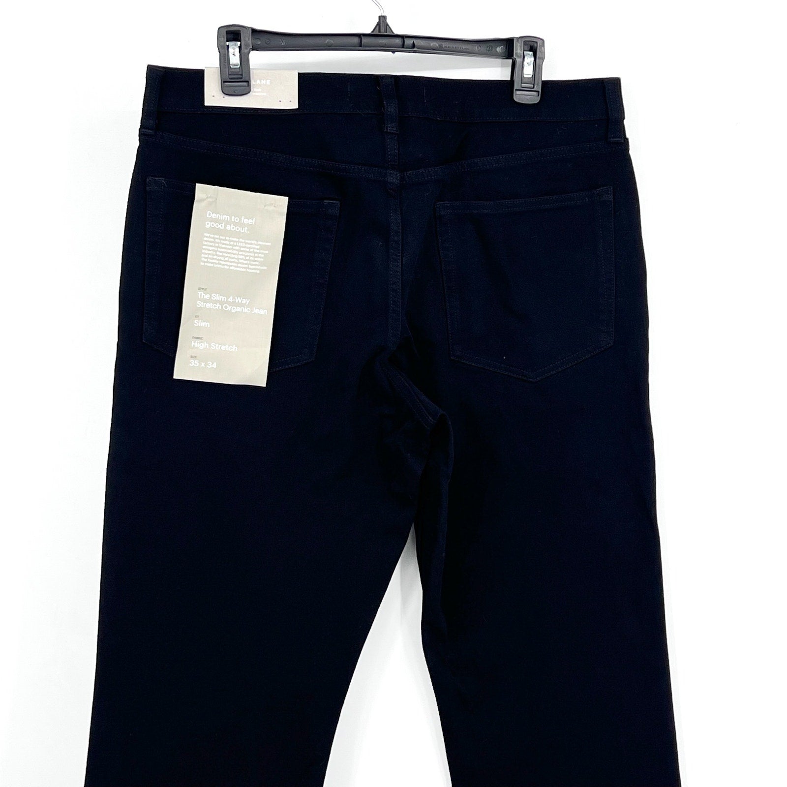 EVERLANE Men's Slim 4-Way Stretch Jeans 35x34 Black Uniform Organic Cotton NWT