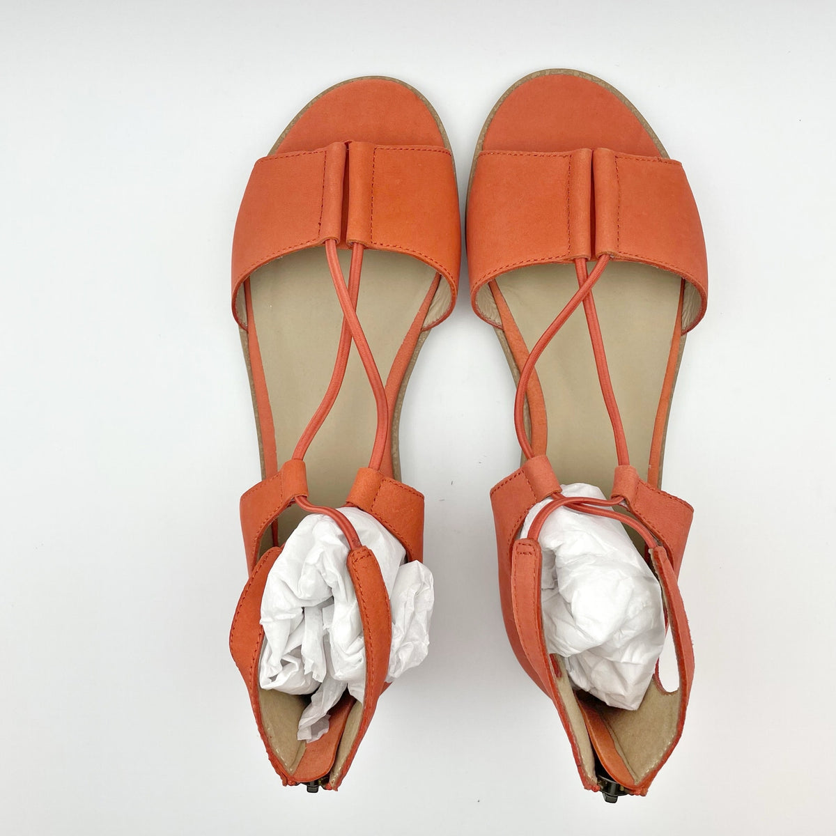 Eileen Fisher Womens Rose Sandals Size 6.5 Orange Leather Flats NIB