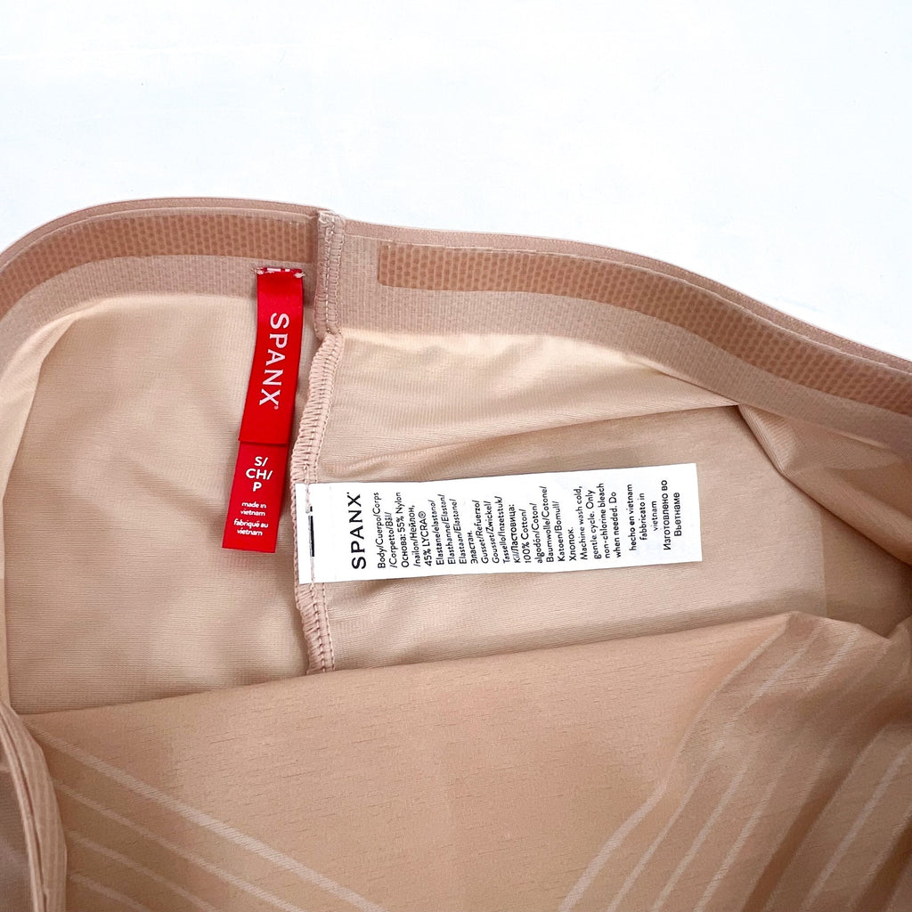 SPANX Invisible Shaping High Waisted Mid Thigh Shorts Small Champagne Beige NWT