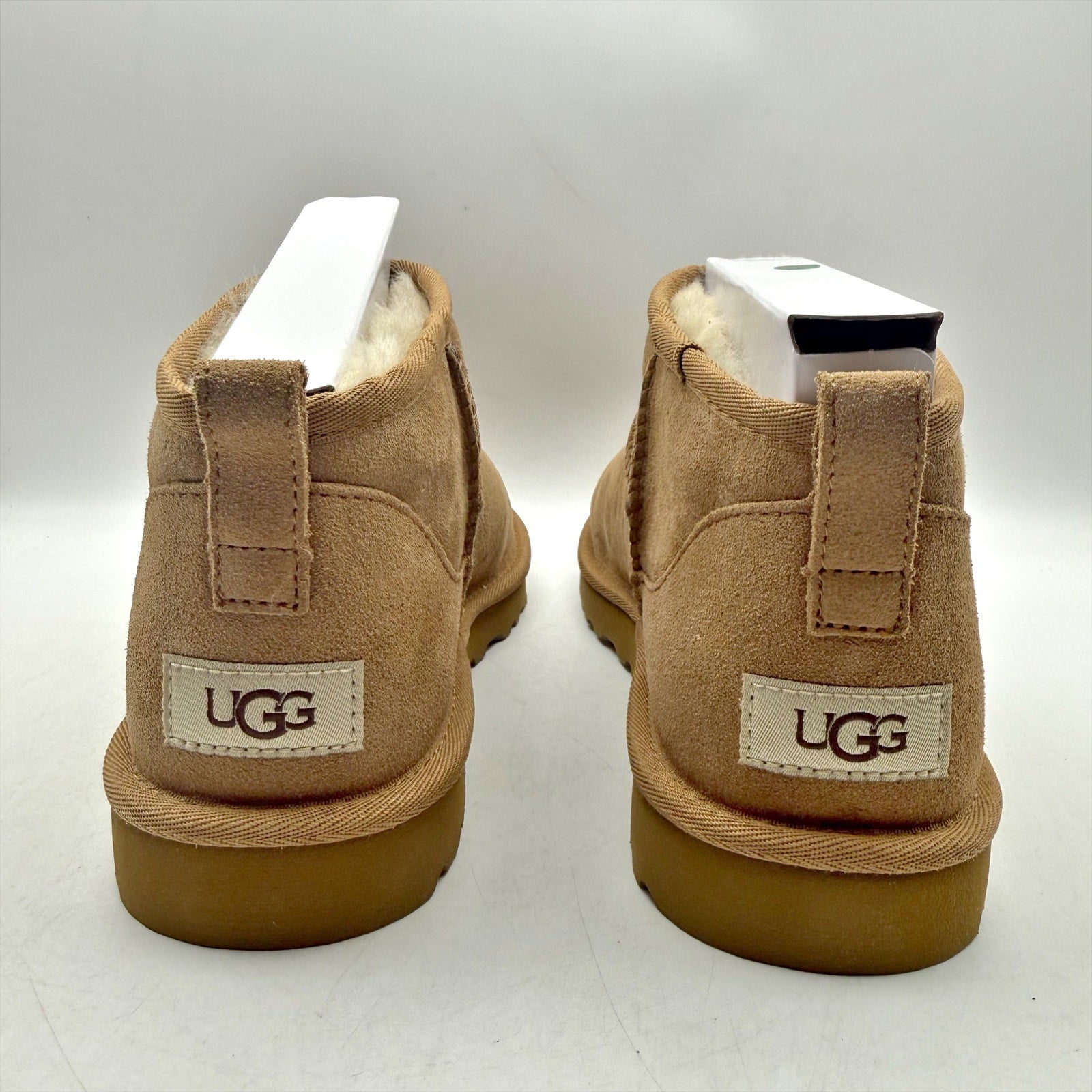 UGG Mens Classic Ultra Mini Boots US 9 EU 42 Tan Chestnut Suede Fur Lining NIB