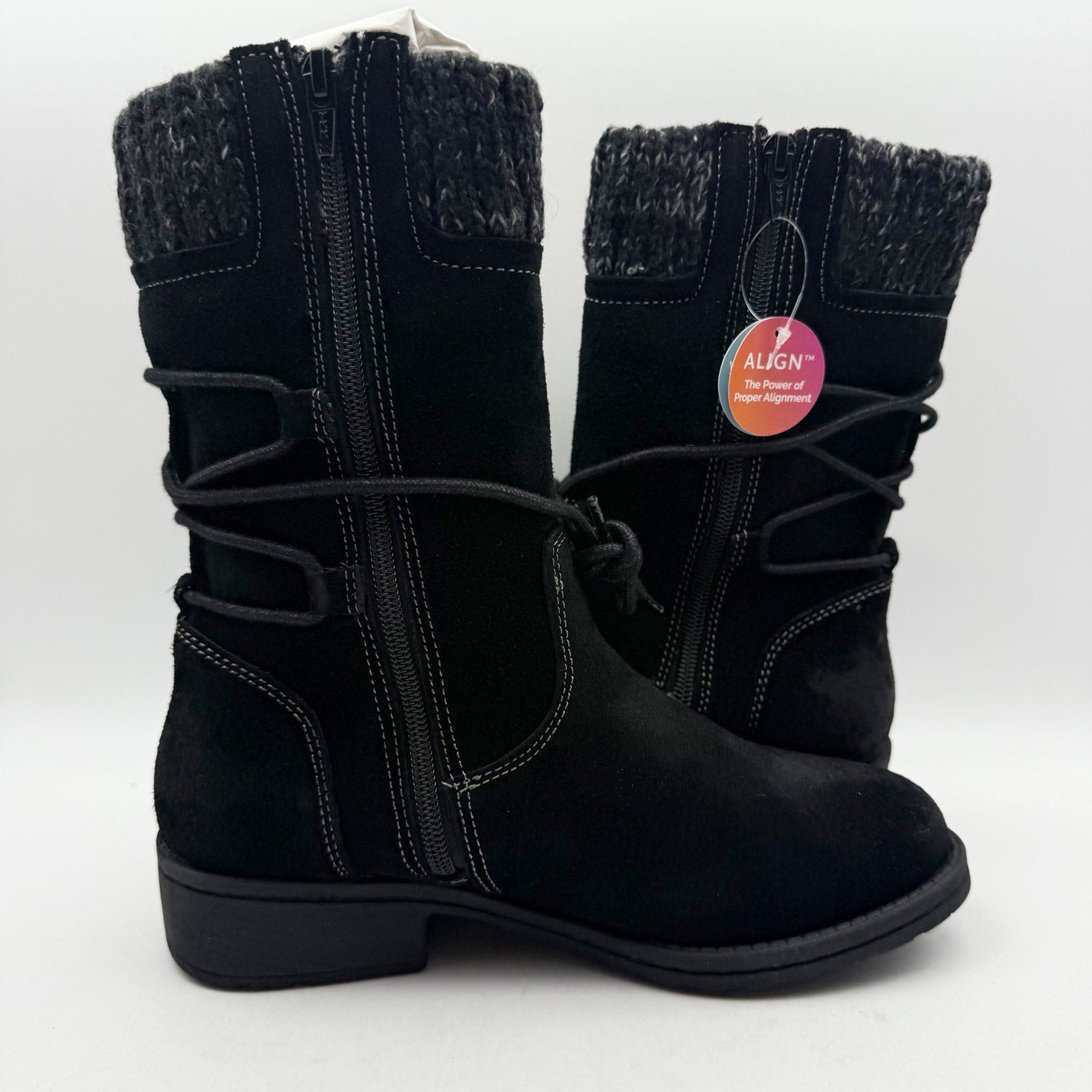 Comfortiva Womens Salem Casual Boots US 7 WIDE EU 38 Black Suede Waterproof NIB