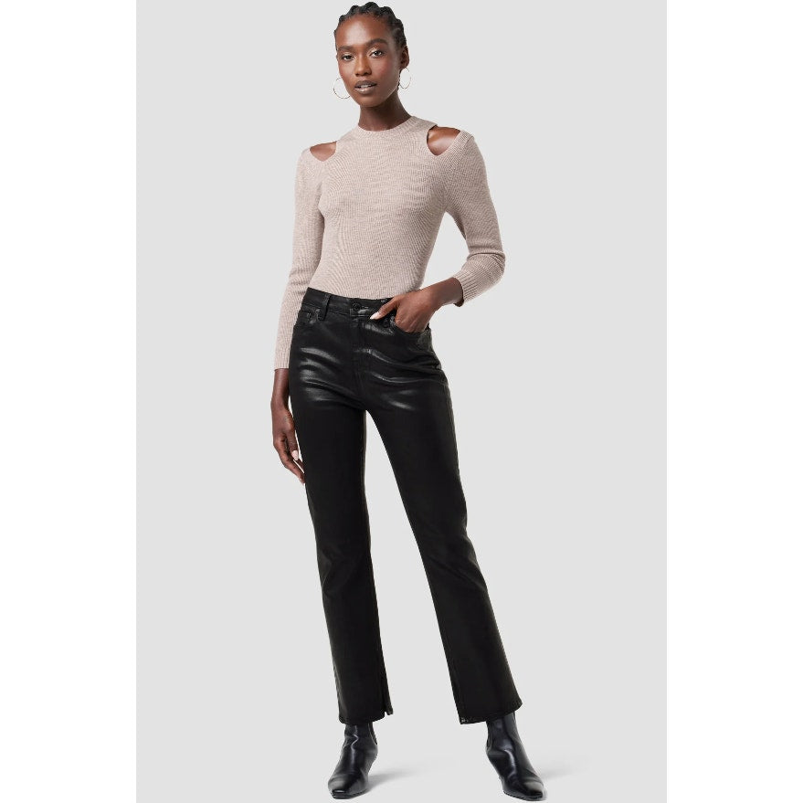 HUDSON JEANS Nico Straight Ankle Jeans Size 24 Coated Black Beauty NWT