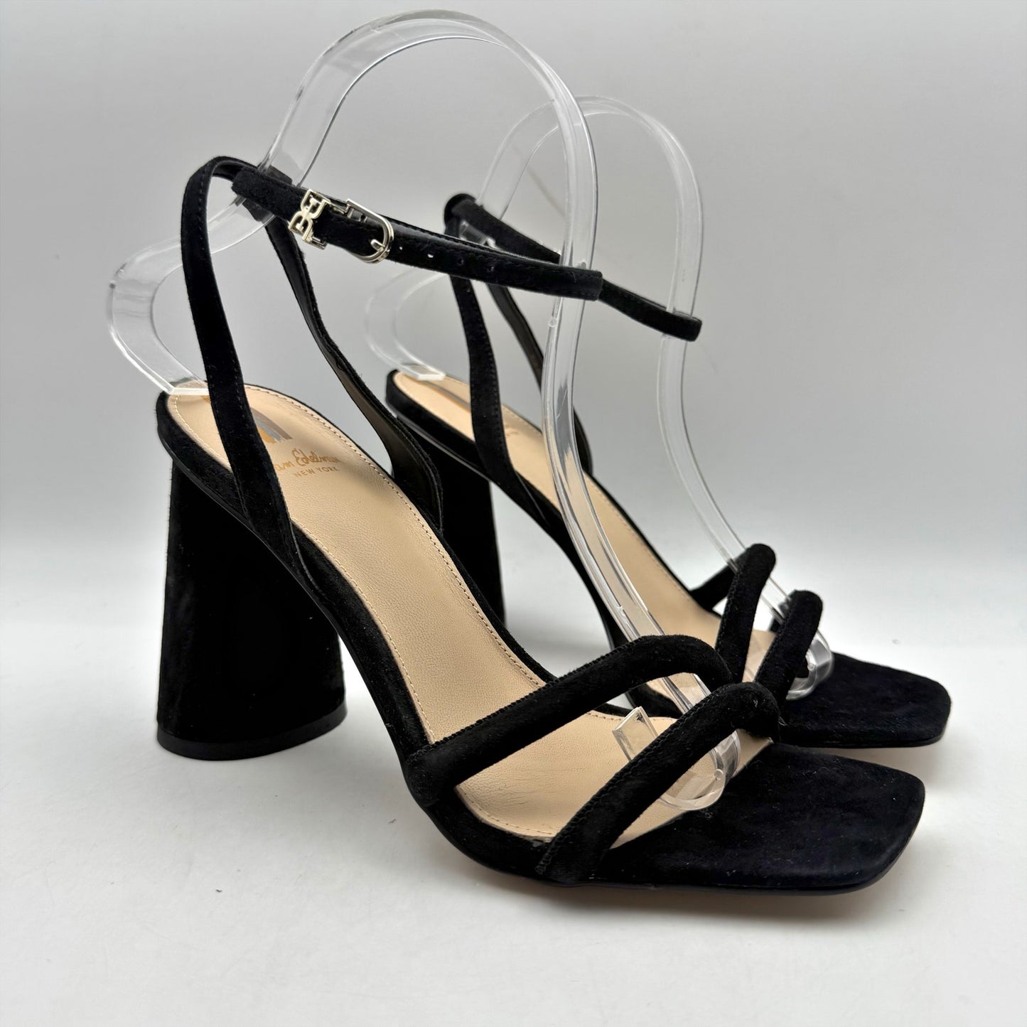 Sam Edelman Womens Kia Heeled Sandal US 7 EU 37 Black Suede NWOB