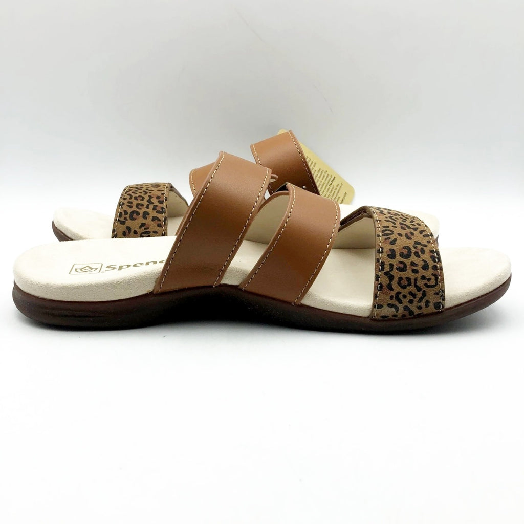 Spenco Womens Orchid Saddle Sandals 7.5 Wide EU 38D Cheetah Brown NIB