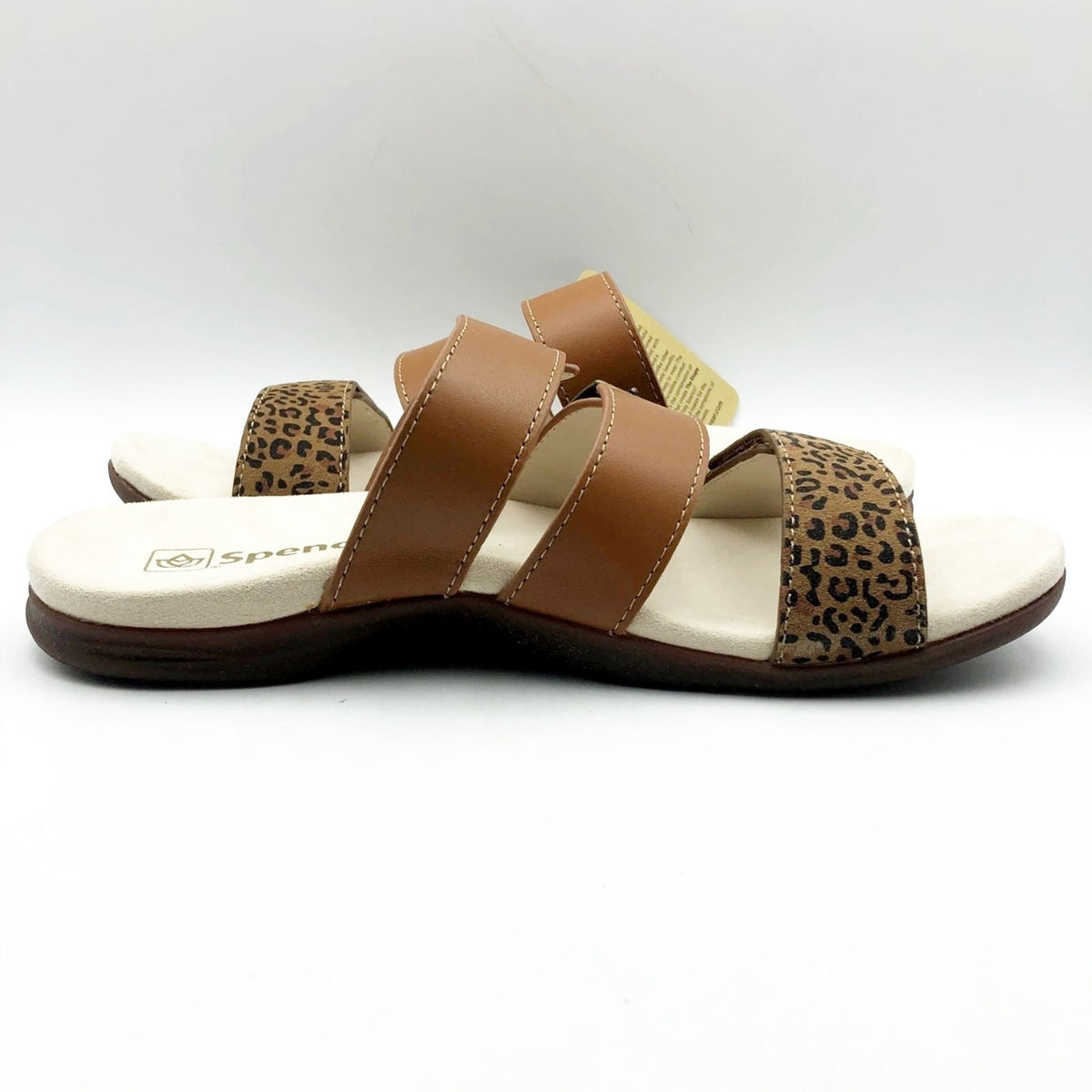Spenco Womens Orchid Saddle Sandals 7.5 Wide EU 38D Cheetah Brown NIB