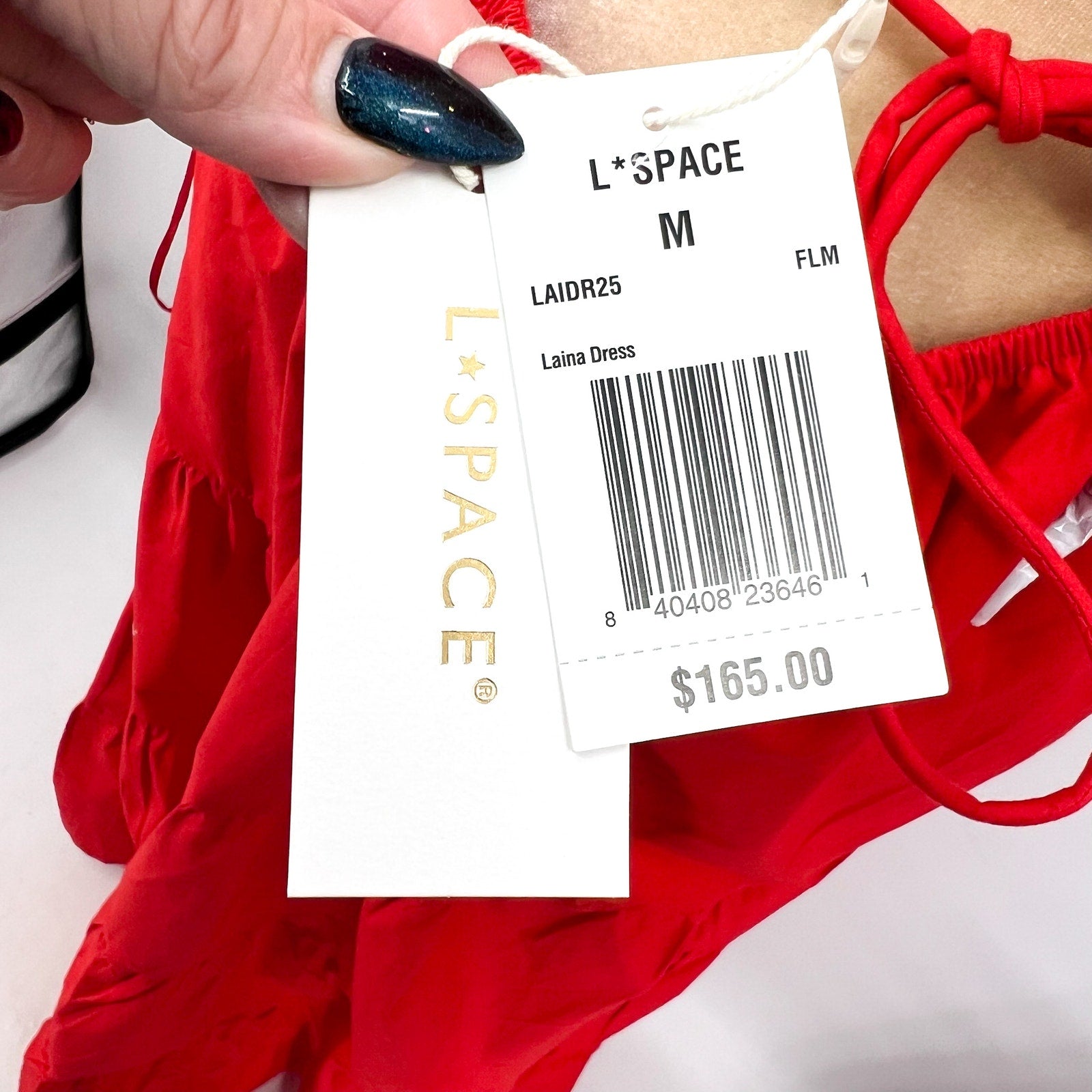L*SPACE Women's Laina Tiered Maxi Dress Medium Red Criss-Cross Back NWT
