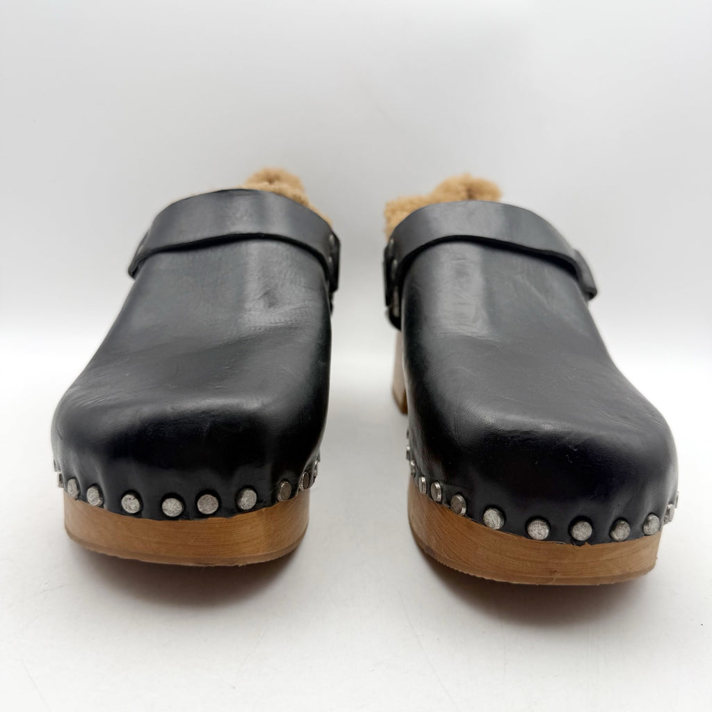 RE/DONE Womens 70s Slingback Clogs EU 40 US 10 Black Leather Studded NWOB