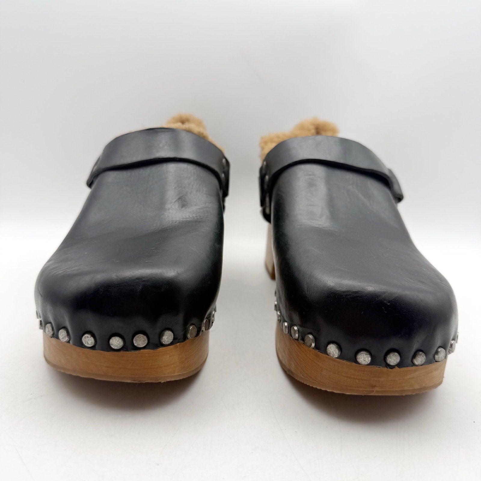 RE/DONE Womens 70s Slingback Clogs EU 40 US 10 Black Leather Studded NWOB
