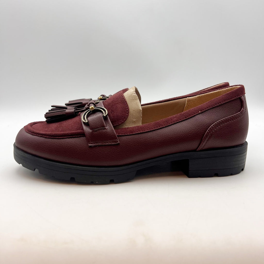 LifeStride Womens Logan Flat Loafers Size 8 EU 38.5 Wine Red NIB