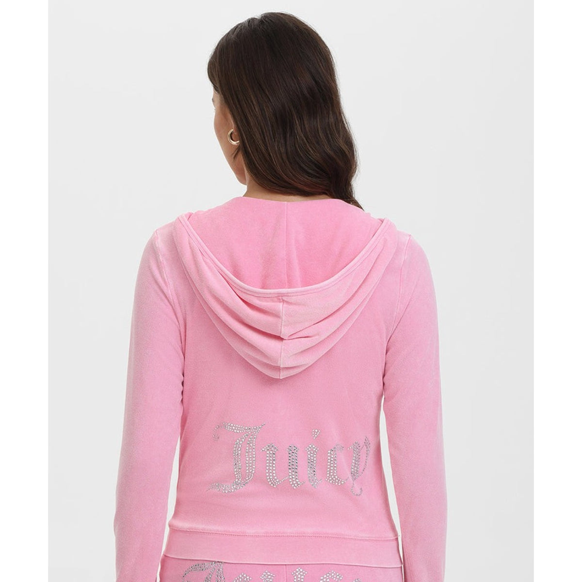 JUICY COUTURE Women's Big Bling Towel Terry Zip Hoodie Small Hot Hot Pink NWT
