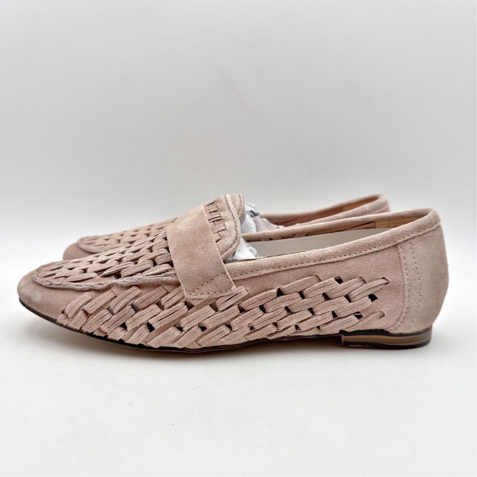 Diba True Womens Age Less Flat Loafers US 7 EU 38 Pink Suede Woven NWOB