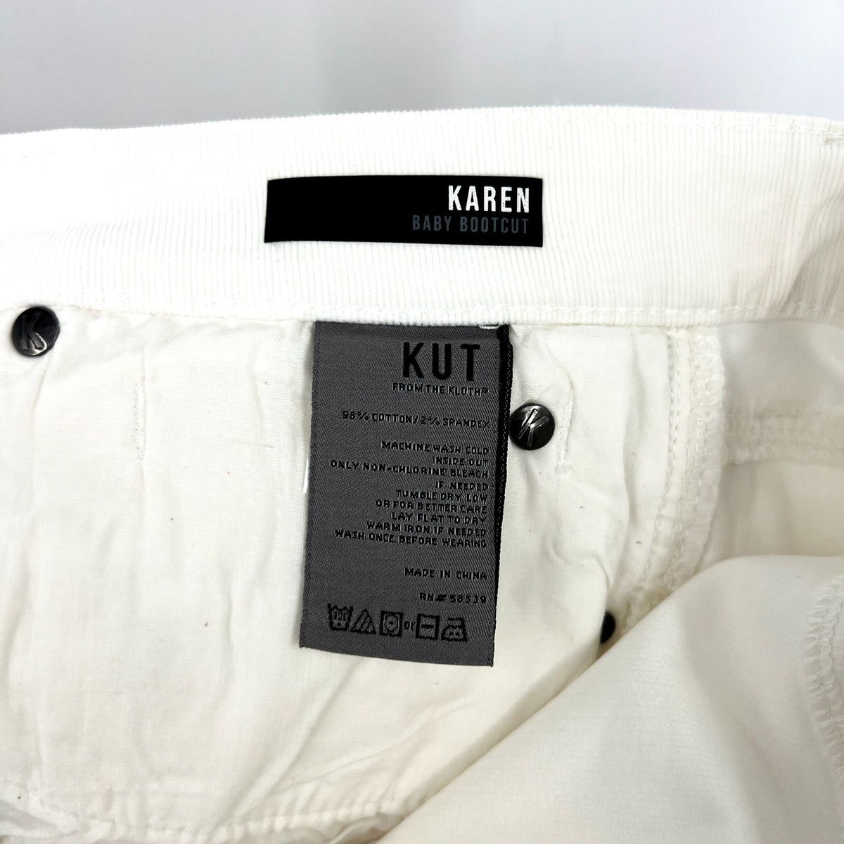 KUT FROM THE KLOTH Womens Karen Baby Bootcut Jeans Size 16 White Pearl Denim NWT