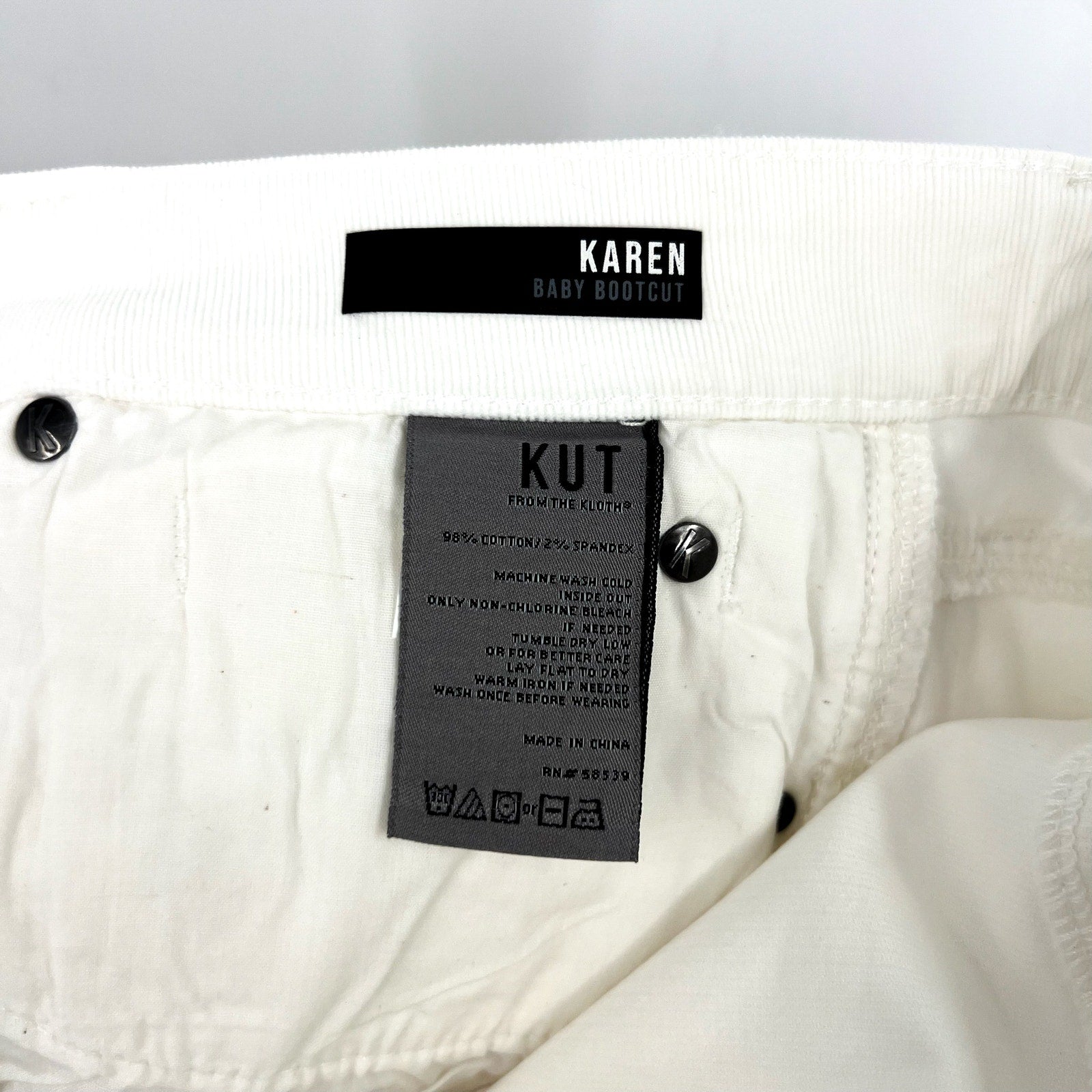 KUT FROM THE KLOTH Womens Karen Baby Bootcut Jeans Size 16 White Pearl Denim NWT