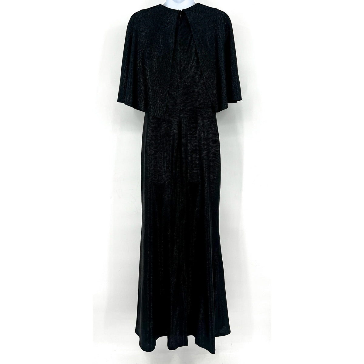 LAUREN RALPH LAUREN Twist-Front Cape Gown Size 6 Black Metallic Knit Dress NWT