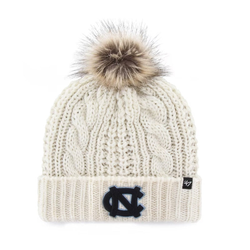 47 BRAND North Carolina Tar Heels Cuffed Knit Hat with Pom OS White NWT