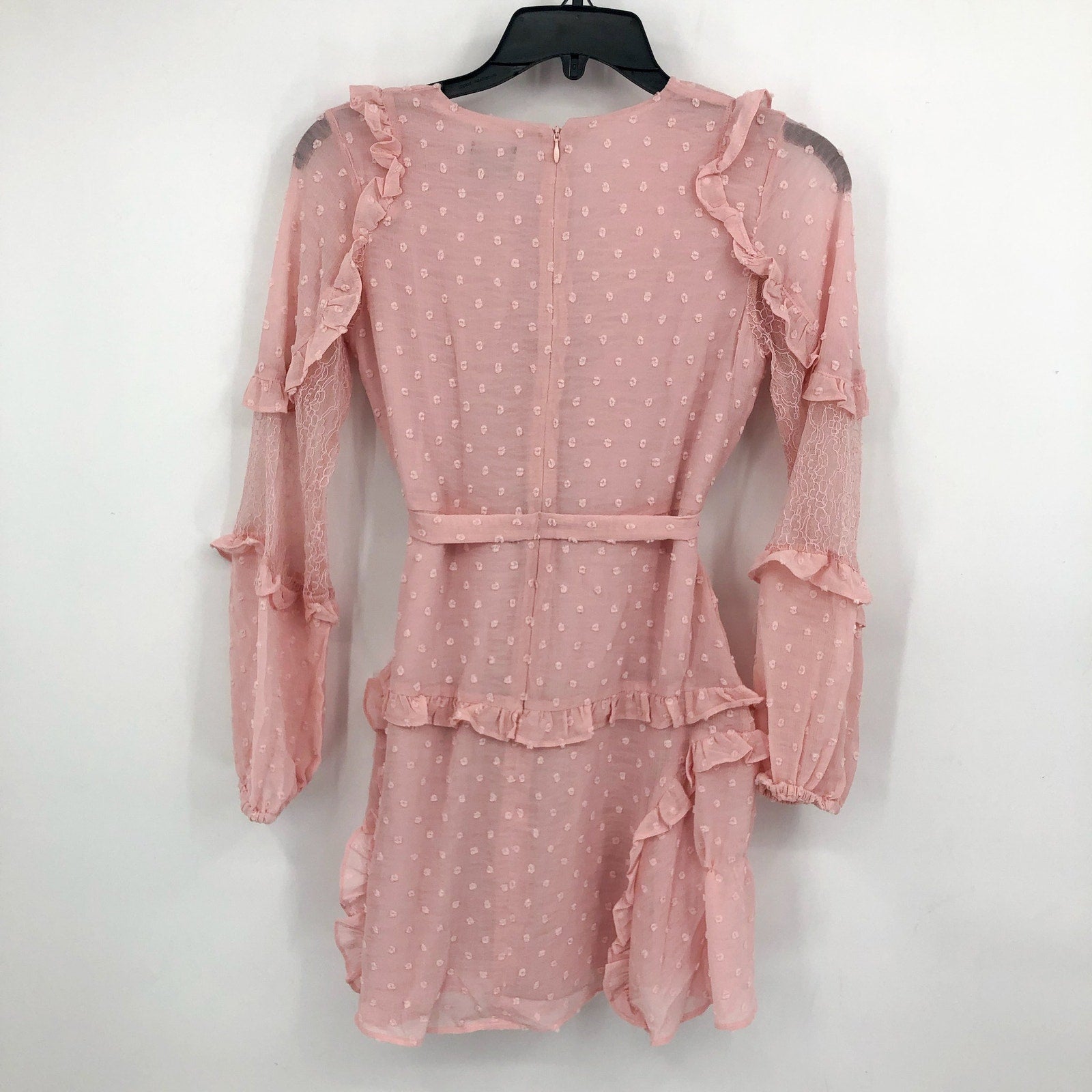BARDOT JUNIOR Girls Mimi Dobby Dress Size 14 Pink Potpourri Lace Ruffle NWT