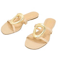 Cecelia New York Womens Mig Slide Sandals US 8.5 Nude Beige Gold Leather NWOB