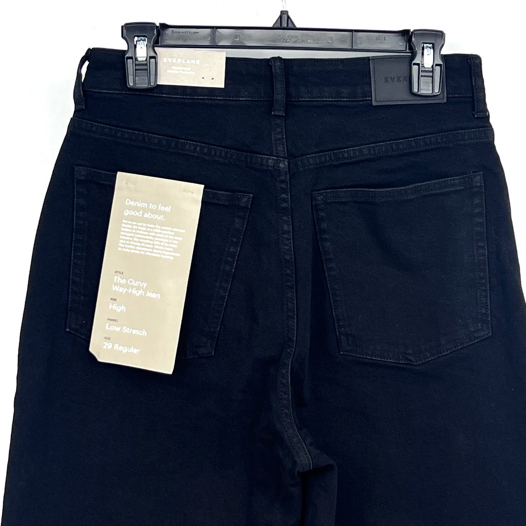 EVERLANE Women's The Curvy Way High Jeans 29x27 US 8 Black Organic Cotton NWT
