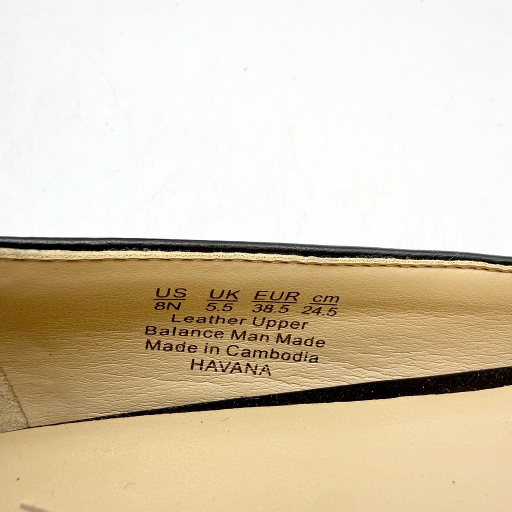 Naturalizer Womens Havana Flats US 8 NARROW EU 38.5 Black Leather NWOB