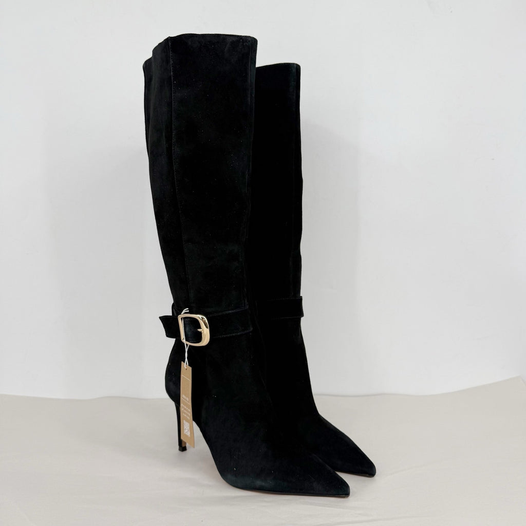 Dolce Vita Womens Kinzy Knee High Boots US 8 EU 38.5 Black Suede High Heels NWOB