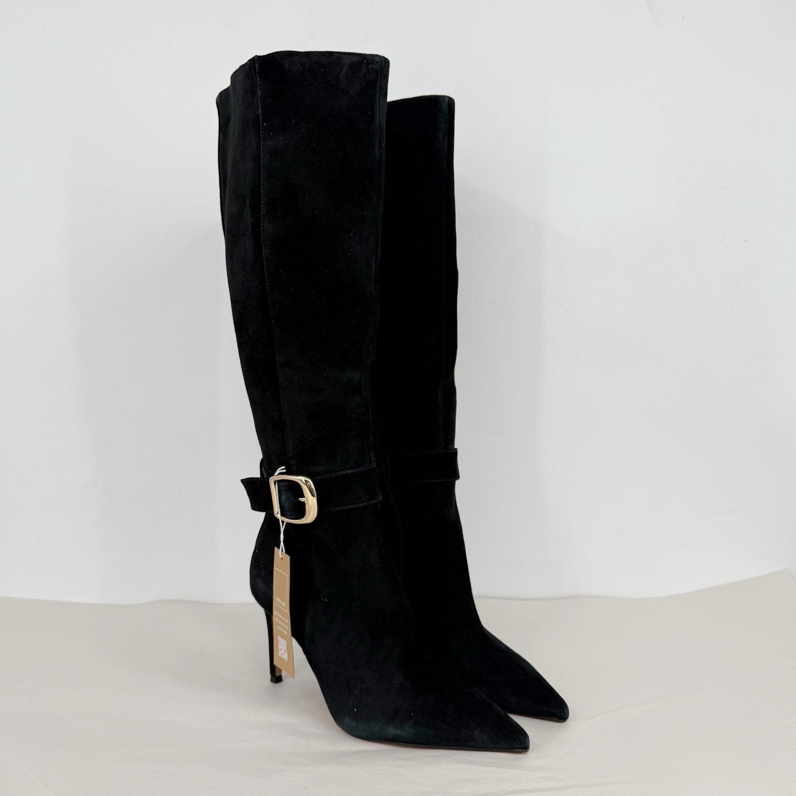 Dolce Vita Womens Kinzy Knee High Boots US 8 EU 38.5 Black Suede High Heels NWOB