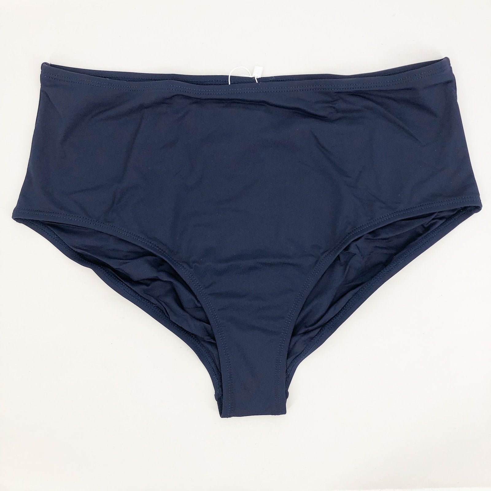 ANDIE SWIM The High Waisted Bikini Bottom Large Navy Blue Full Coverage Swim NWT