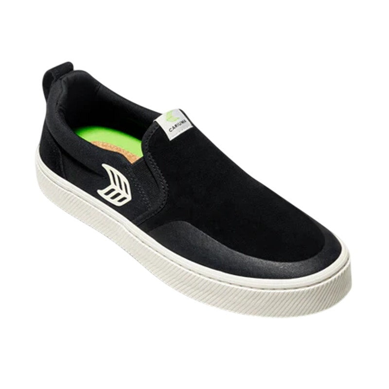 Cariuma Mens Slip On Pro Low Sneakers US 12.5 M EU 46 Black Ivory Suede NIB